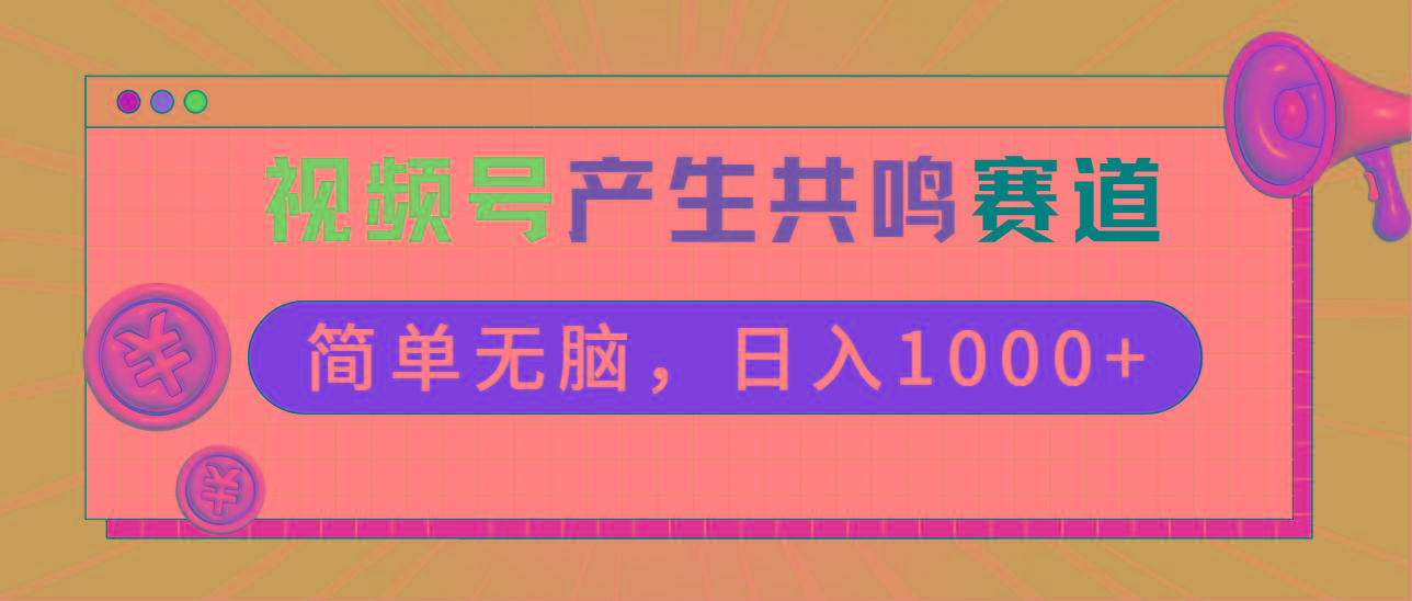 2024年视频号，产生共鸣赛道，简单无脑，一分钟一条视频，日入1000+-kk网创