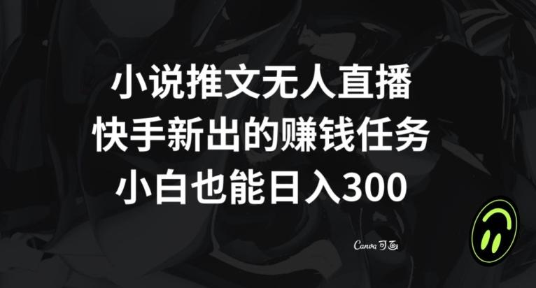 小说推文无人直播，快手新出的赚钱任务，小白也能日入300+【揭秘】-kk网创