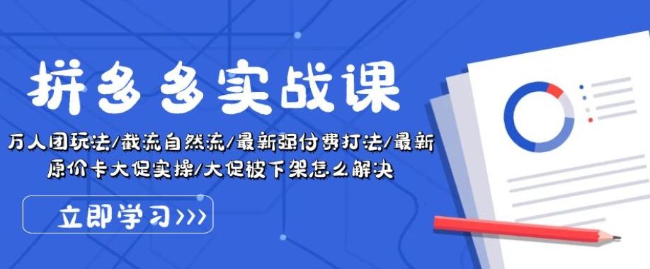拼多多实战课：万人团玩法/截流自然流/最新强付费打法/最新原价卡大促..-kk网创