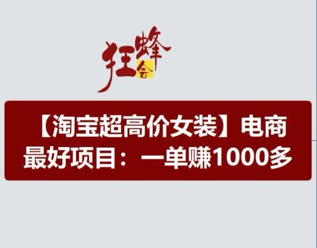 淘宝超高价女装项目，电商最好赛道，一单赚1000多-kk网创