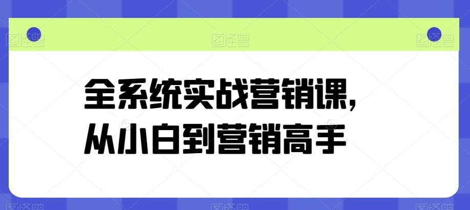 全系统实战营销课，从小白到营销高手-kk网创