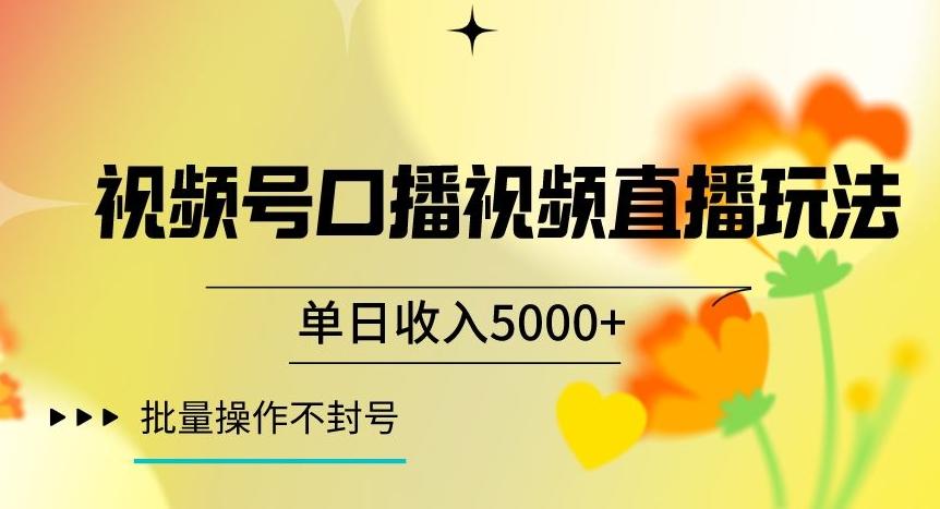 视频号囗播视频直播玩法，单日收入5000+，批量操作不封号【揭秘】-kk网创