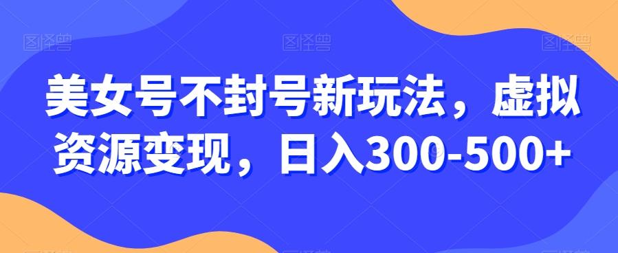 美女号不封号新玩法，虚拟资源变现，日入300-500+-kk网创
