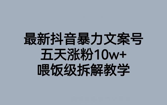 最新抖音暴力文案号，五天涨粉10w+，喂饭级拆解教学-kk网创