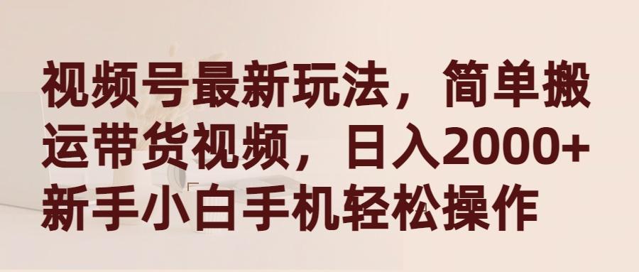(9486期)视频号最新玩法，简单搬运带货视频，日入2000+，新手小白手机轻松操作-kk网创