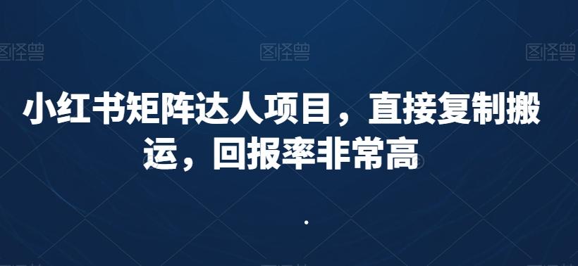 小红书矩阵达人项目，直接复制搬运，回报率非常高-kk网创