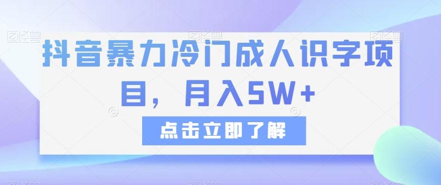 抖音暴力冷门成人识字项目，月入5W+【揭秘】-kk网创