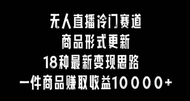无人直播冷门赛道，商品形式更新，18种变现思路，一件商品赚取收益10000+【揭秘】-kk网创