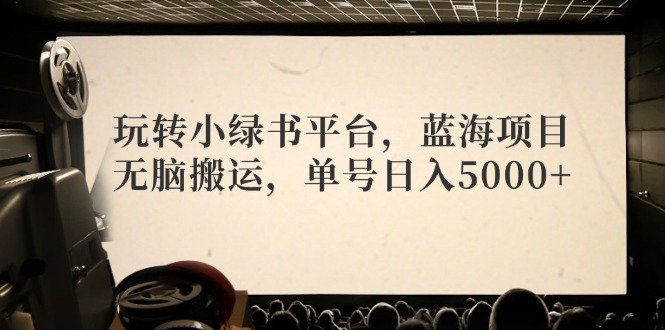 玩转小绿书平台，蓝海项目，无脑搬运，单号日入5000+-kk网创