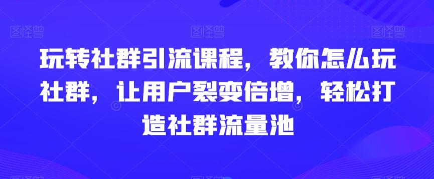 玩转社群引流课程，教你怎么玩社群，让用户裂变倍增，轻松打造社群流量池-kk网创