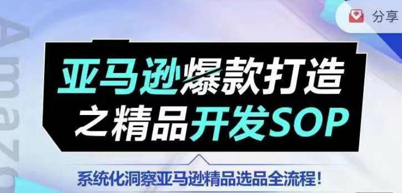 【训练营】亚马逊爆款打造之精品开发SOP，系统化洞察亚马逊精品选品全流程-kk网创