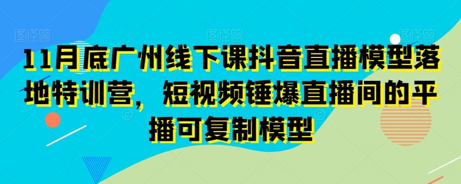 11月底广州线下课抖音直播模型落地特训营，短视频锤爆直播间的平播可复制模型-kk网创