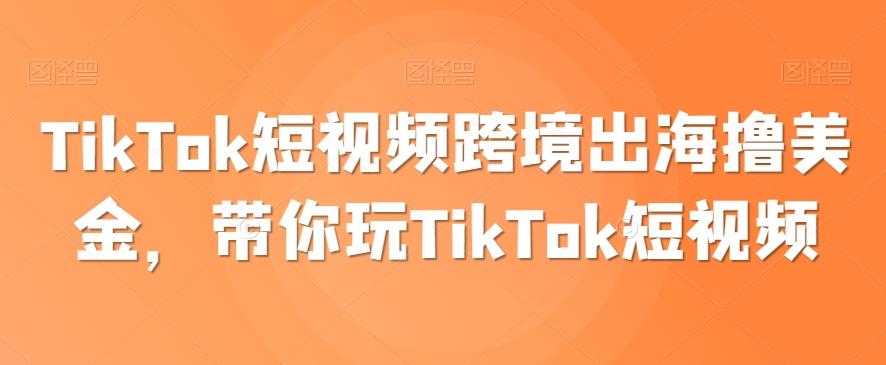 TikTok短视频跨境出海撸美金，带你玩TikTok短视频-kk网创