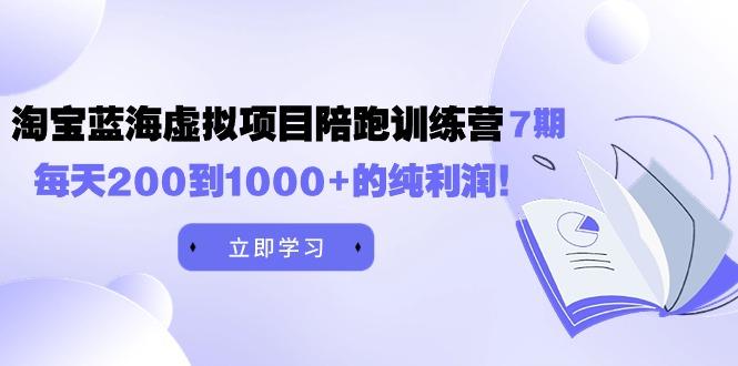 (9541期)黄岛主《淘宝蓝海虚拟项目陪跑训练营7期》每天200到1000+的纯利润-kk网创