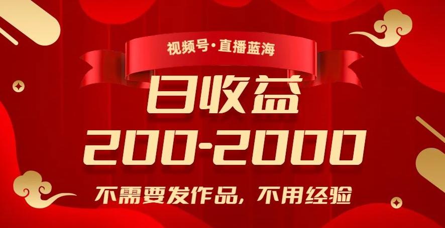 视频号直播蓝海，不需要发作品，不用经验，日入200-2000+【揭秘】-kk网创