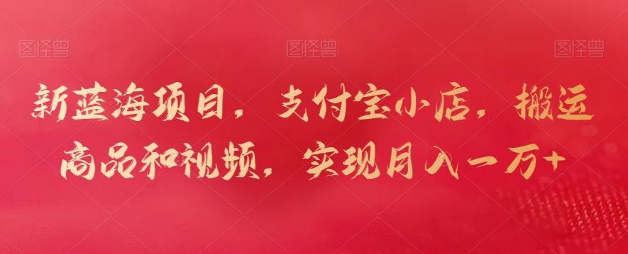 新蓝海项目，支付宝小店，搬运商品和视频，实现月入一万+【揭秘】-kk网创