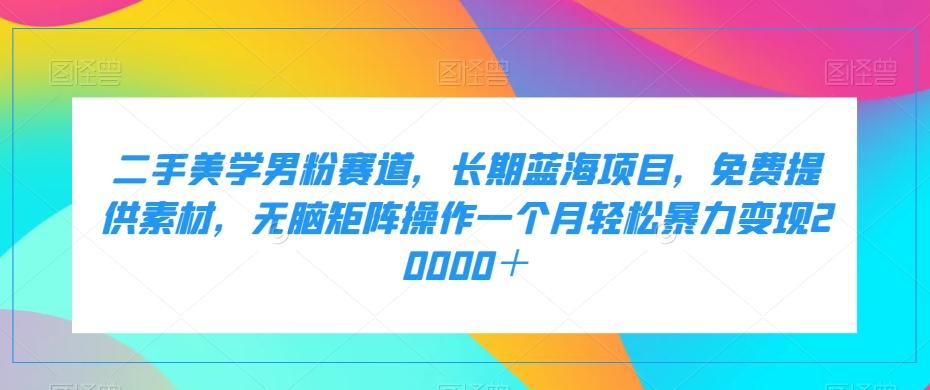 二手美学男粉赛道，长期蓝海项目，无脑矩阵操作一个月轻松暴力变现20000＋-kk网创