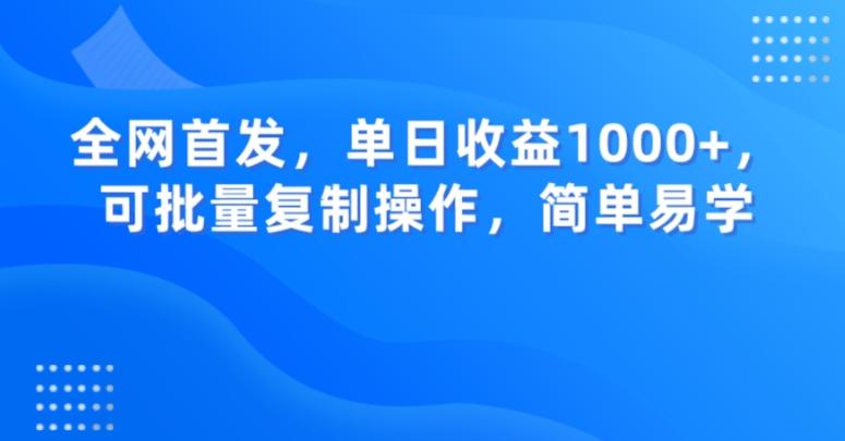 全网首发，单日收益1000+，可批量复制操作，简单易学【揭秘】-kk网创