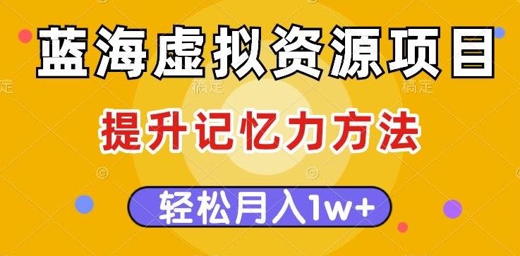 蓝海虚拟资源项目，提升记忆力方法，多种变现方式，轻松月入1w+【揭秘】-kk网创