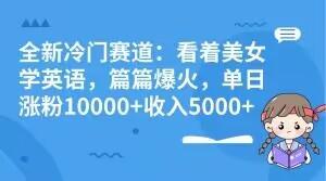 全新冷门赛道：看着美女学英语，篇篇爆火，单日涨粉10000+收入5000+-kk网创