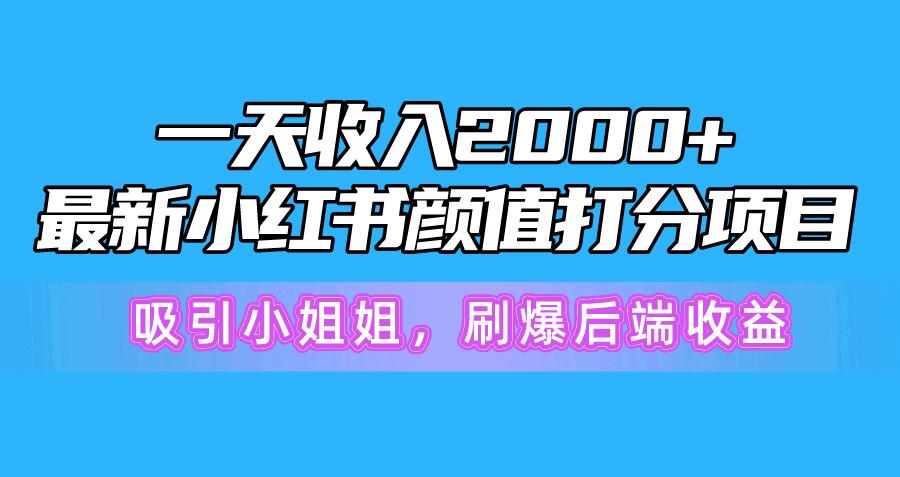 一天收入2000+，最新小红书颜值打分项目，吸引小姐姐，刷爆后端收益-kk网创