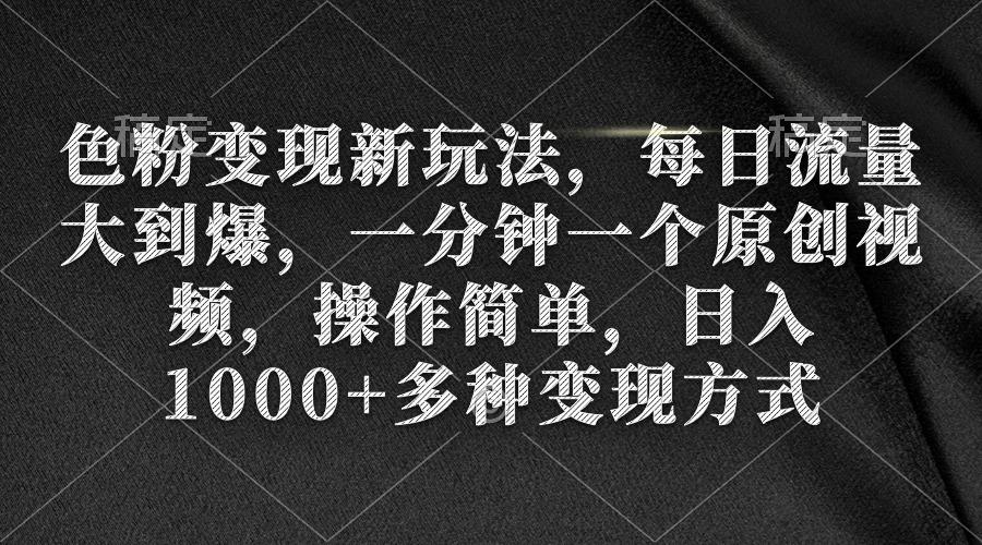 (9282期)色粉变现新玩法，每日流量大到爆，一分钟一个原创视频，操作简单，日入1…-kk网创