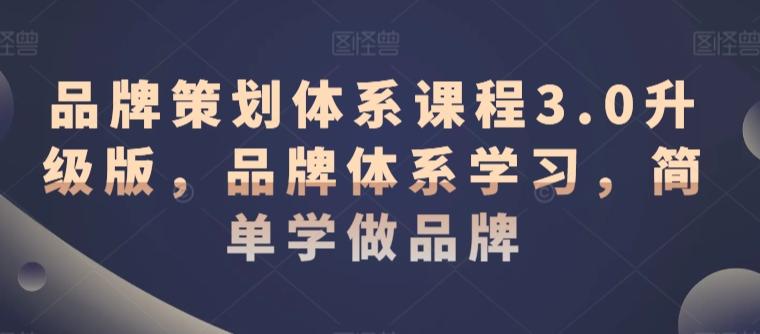 品牌策划体系课程3.0升级版，品牌体系学习，简单学做品牌-kk网创