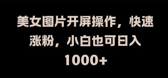 美女图片开屏操作，快速涨粉，小白也可日入1k【揭秘】-kk网创