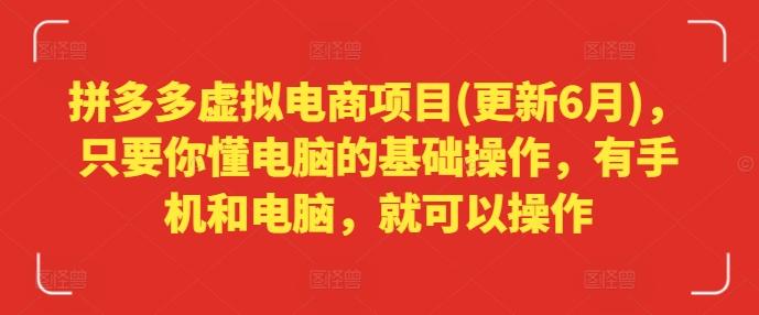 拼多多虚拟电商项目(更新6月)，只要你懂电脑的基础操作，有手机和电脑，就可以操作-kk网创
