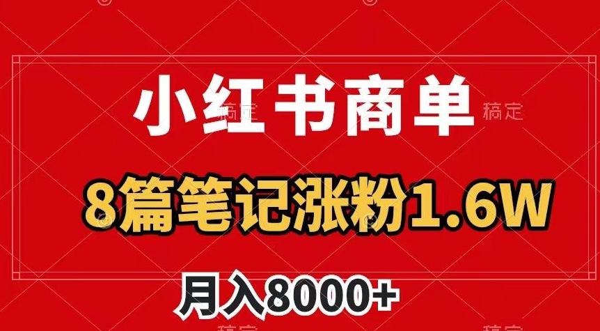 小红书商单最新玩法，8篇笔记涨粉1.6w，作品制作简单，月入8000+【揭秘】-kk网创