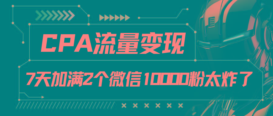 CPA流量变现，7天加满两个微信10000粉-kk网创