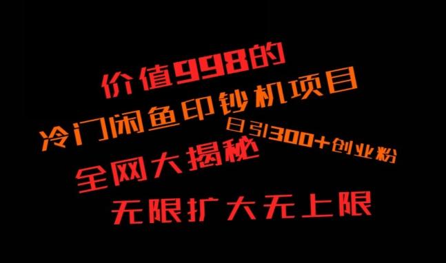 闲鱼流量印钞机项目大揭秘，日引300+创业粉，保姆级实操教程-kk网创