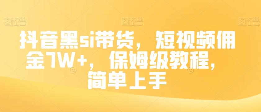 抖音黑si带货，短视频佣金7W+，保姆级教程，简单上手【揭秘】-kk网创
