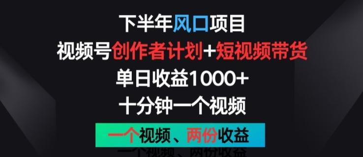 下半年风口项目，视频号创作者计划+视频带货，一个视频两份收益，十分钟一个视频【揭秘】-kk网创