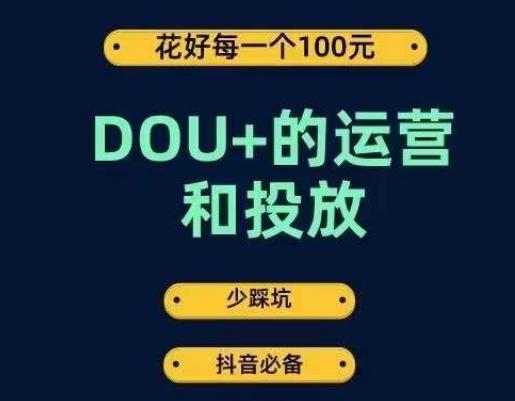DOU+的运营和投放，花1条DOU+的钱，成为DOU+的投放高手，少走弯路不采坑-kk网创