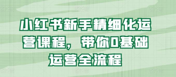 小红书新手精细化运营课程，带你0基础运营全流程-kk网创