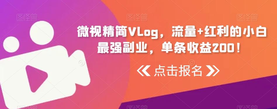 微视精简Vlog，流量+红利的小白最强副业，单条收益200！-kk网创