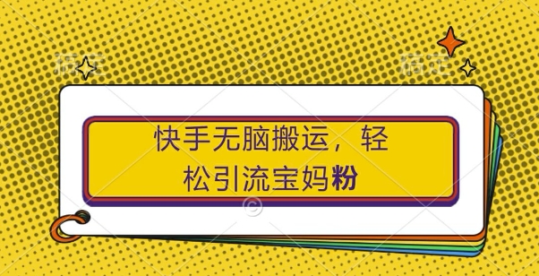 快手无脑搬运，轻松引流宝妈粉，纯小白轻松上手【揭秘】-kk网创