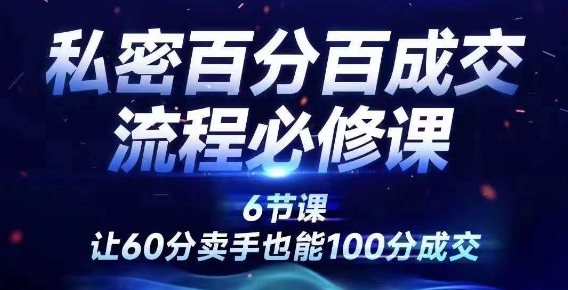 私密百分百成交流程线上训练营，绝对成交，让60分卖手也能100分成交-kk网创