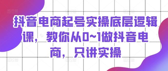 抖音电商起号实操底层逻辑课，教你从0~1做抖音电商，只讲实操-kk网创