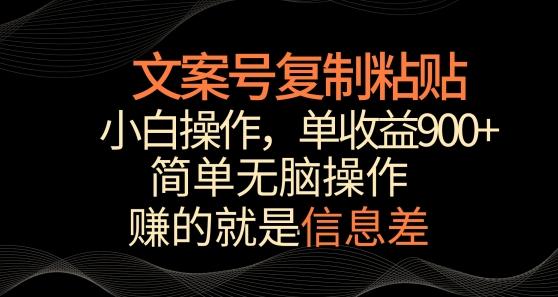 文案号掘金，简单复制粘贴，小白操作，单作品收益900+【揭秘】-kk网创