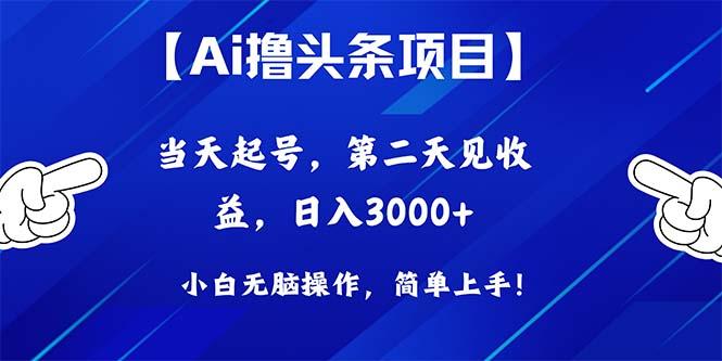 Ai撸头条，当天起号，第二天见收益，日入3000+-kk网创