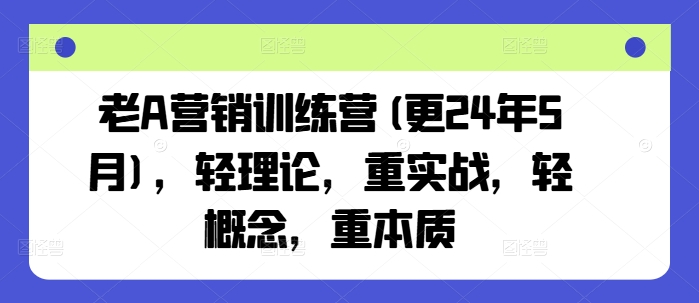 老A营销训练营(更24年11月)，轻理论，重实战，轻概念，重本质-kk网创