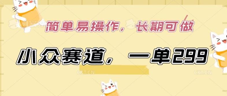 小众赛道，一单299.简单易操作，长期可做【揭秘】-kk网创