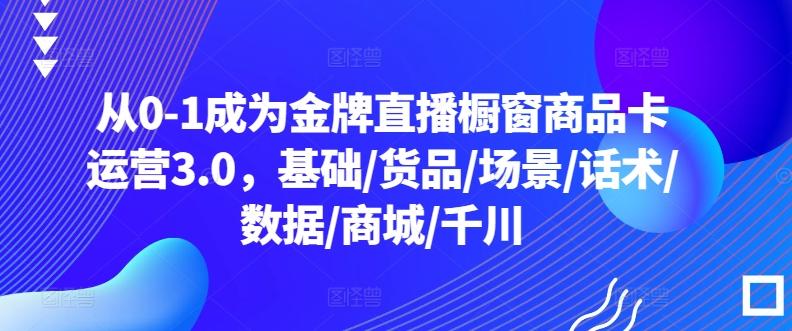 从0-1成为金牌直播橱窗商品卡运营3.0，基础/货品/场景/话术/数据/商城/千川-kk网创