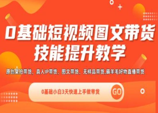 0基础短视频图文带货实操技能提升教学(直播课+视频课),0基础小白3天快速上手做带货-kk网创