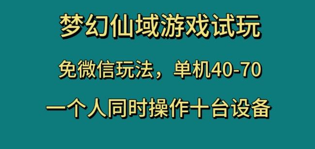 梦幻仙域游戏试玩，免微信玩法，单机40-70，一个人同时操作十台设备【揭秘】-kk网创