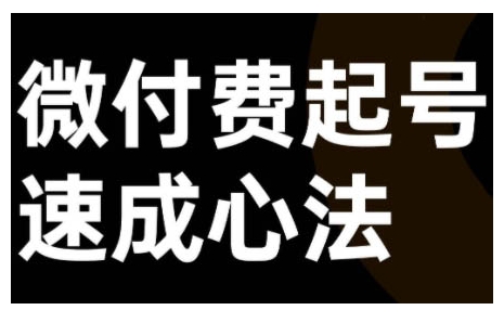 微付费起号速成课，视频号直播+抖音直播，微付费起号速成心法-kk网创