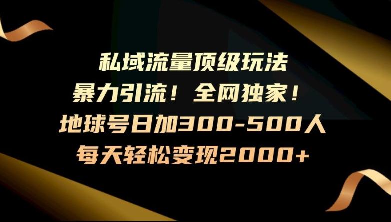 暴力引流，全网独家，地球号日加300-500人，私域流量顶级玩法，每天轻松变现2000+-kk网创