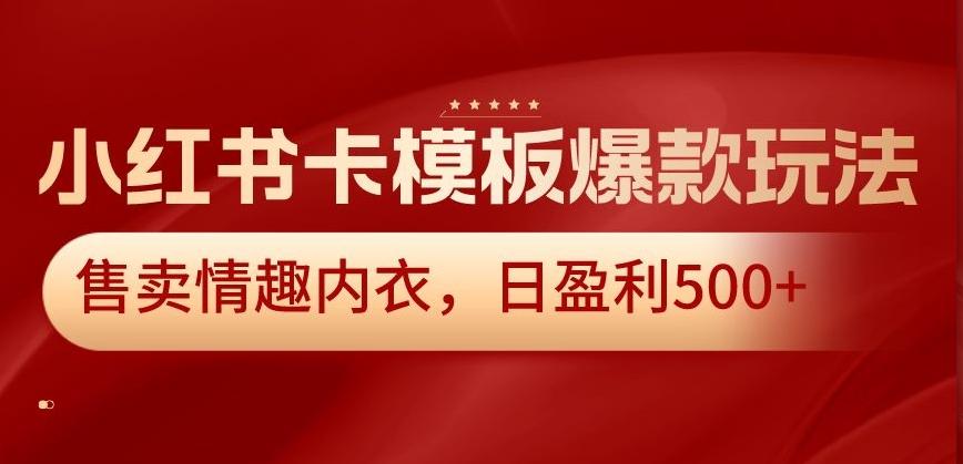 小红书卡模板爆款玩法，售卖情趣内衣，日盈利500+【揭秘】-kk网创